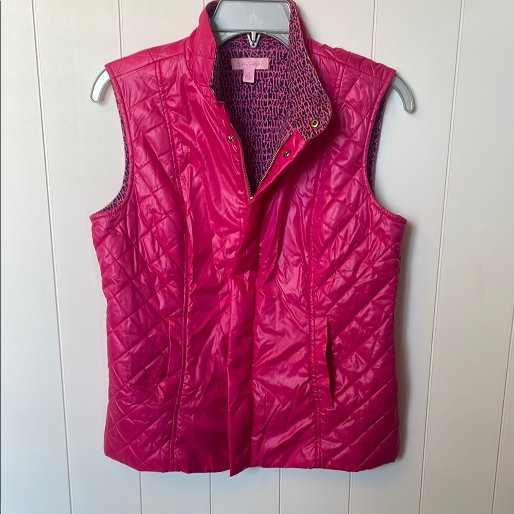 Like New Lilly Pulitzerquilted pink Puffer Vest! Size Small